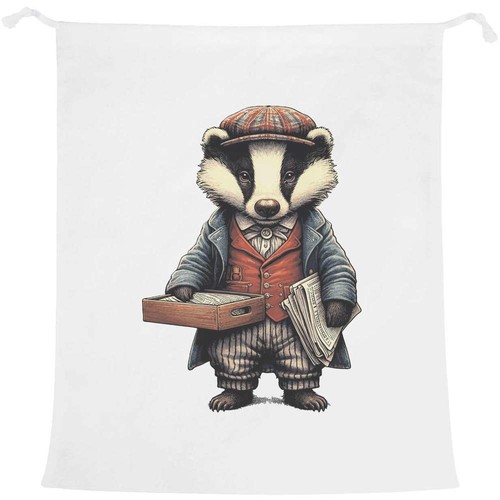 Badger selling newspapers - selling, newspapers'